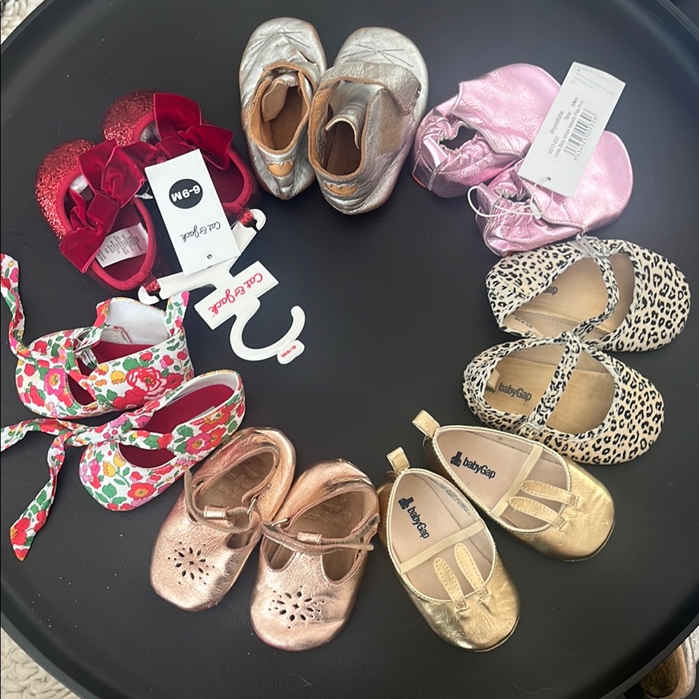 Eight pairs of baby walker shoes - baby gap, jacadi paris, ezpz, tiny cottons